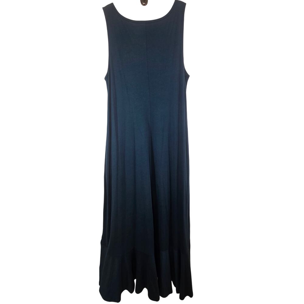 Garnet Hill A-Line Teal Sleeveless Tank Maxi Dress Hi-Low Hem Coastal Size XL - Picture 2 of 8